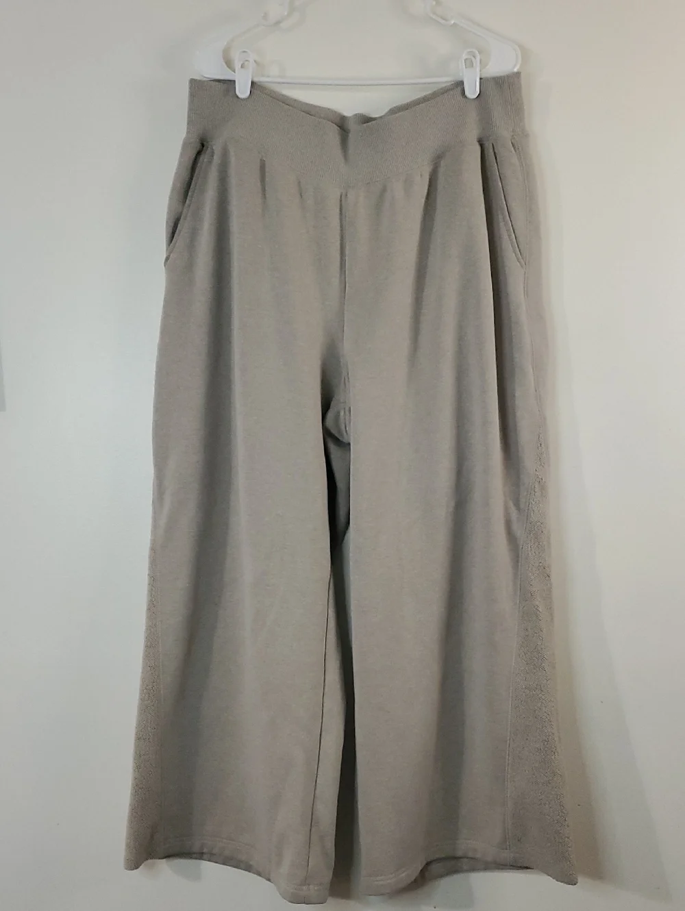 Aerie Apres-Chill Trouser Size XL Short Neutral Beige Wide-leg Chenille - Picture 5 of 16